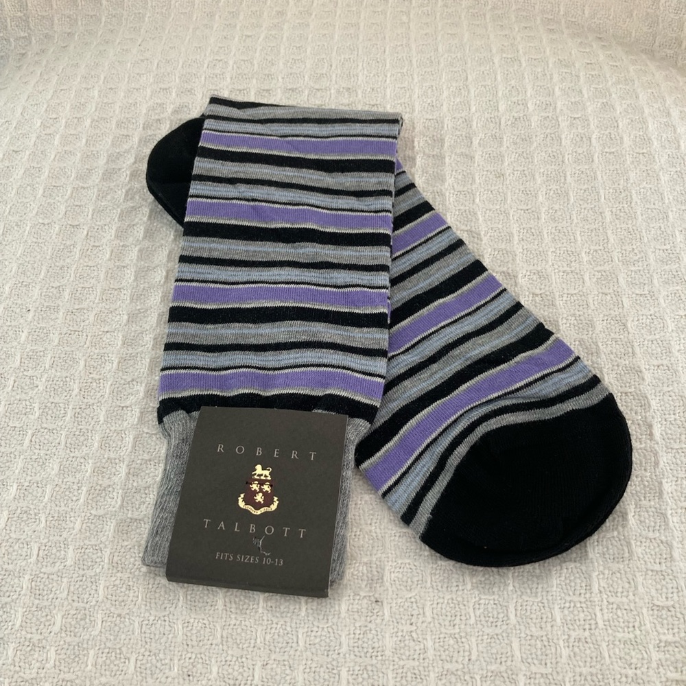 Robert Talbott Mens The Sam Jones Collection Striped Socks Made In Italy